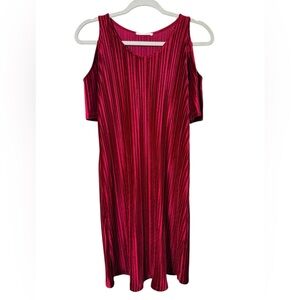 Entro Medium Velour Pink Red Cold Shoulder Dress